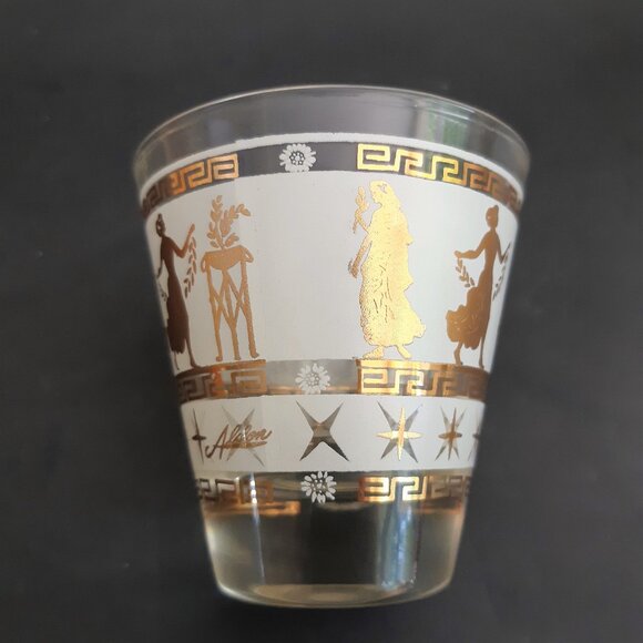 VTG Mid Century Set of 6 Lowball Whisky Glasses Tapered Aldon Goddess Starburst - Picture 5 of 15